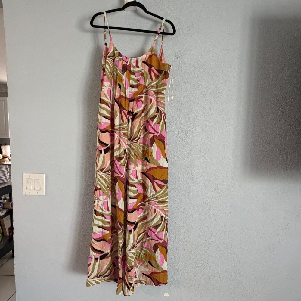 XIX Palms x Tribal Keywest Tropical Leaf Wide Leg Jumpsuit Small 7044XX-5277